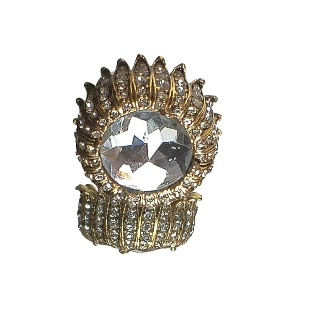 Betsey Johnson Amorita Crystal Flower Mushroom Ring 7.5 - Picture 4 of 7
